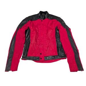 Vintage Hein Gericke Jacket Mens M Red Black Leather Cordura Biker Cafe Racer